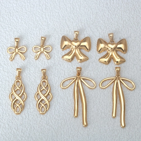 Stainless Steel Bowknot Pendants Heart Infinity Knot Gold Charms DIY Jewelry Making Elegant Fashion Accessories For Women