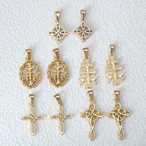 Colgante De Cruz De Nudo Celta Accesorio De Collar Acero Inoxidable Chapado En Oro Para Creación De Joyas DIY Estilo Religioso
