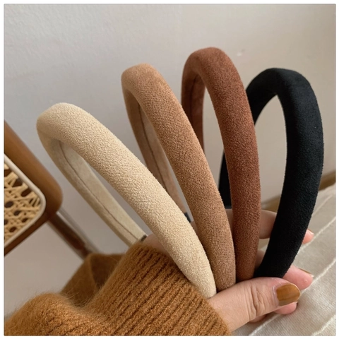 Diadema Acolchada Retro Gamuza Sintética Color Sólido Esponja Banda Para El Cabello Para Mujeres Gorro Elegante Hecho A Mano