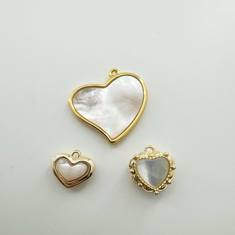 Heart Pendant Natural White Shell Mother Of Artificial Pearl Inlaid Copper 18K Gold Plated For DIY Necklace Bracelet Making Charm