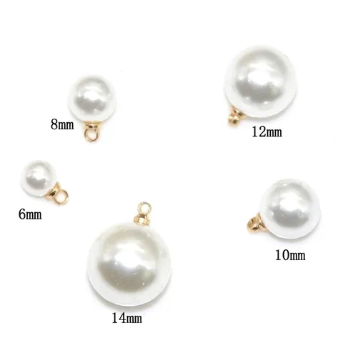 Imitation Artificial Pearl Pendant Charms Round ABS Plastic Beads With Alloy Loop For DIY Jewelry Making Necklaces Earrings Accessory Crafting