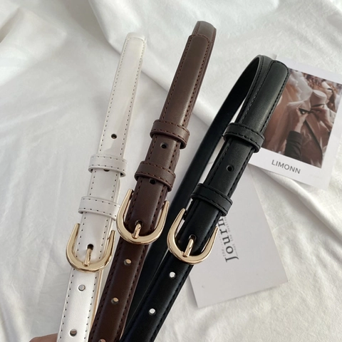Dames Vintage PU Leren Riem Minimalistisch Dunne Tailleriem Met Legering Gesp Casual Mode Jeans Riem Voor Vrouwen Sieraden