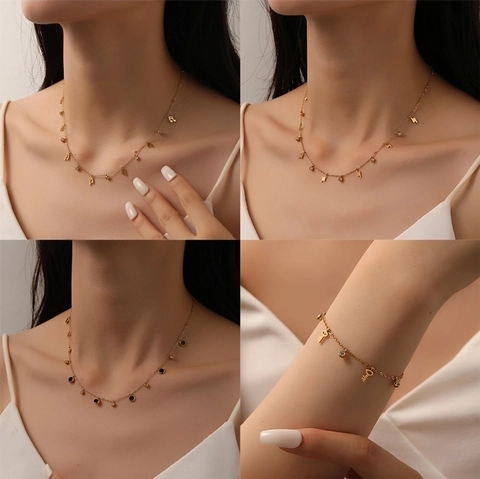 Collana Multicindolo in Acciaio Inossidabile per Donna Placcata Oro Cuore Stella Luna Hamsa Farfalla Gioielli Strass