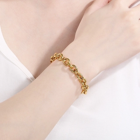 Pulsera De Cadena Gruesa De Acero Inoxidable Con Colgante De Bola Hueca Joyería Retro Pulida Para Mujer Y Hombre