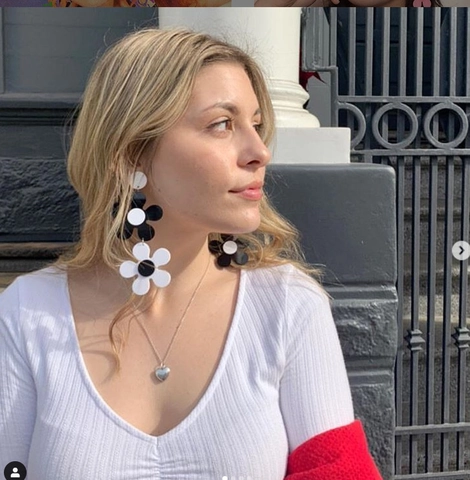 Acrylic Flower Drop Earrings Double Layer Five Petal Sun Flower Retro Contrast Color Statement Jewelry For Women Girl