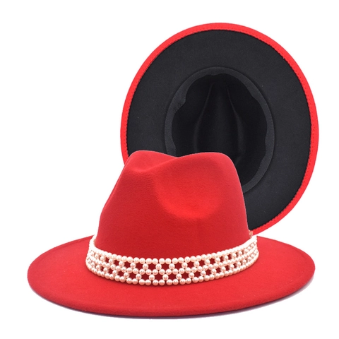 Vintage Britischer Stil Wollmischung Fedora Hut Für Herren Damen Breite Krempe Panama Jazz Hut Mit Perlenband Kontrastfutter Winter Warm Hut