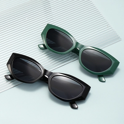 Occhiali Da Sole Cat Eye Retrò Montatura Piccola Poligono Decorazione Lettere Gotiche Protezione UV400 Hip Hop Streetwear