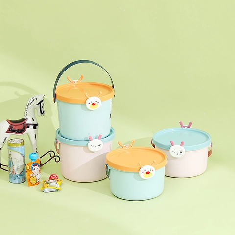 Cute Cartoon Animal Handheld Storage Bucket Plastic Candy Gift Box Wedding Favor Baby Shower Macaron Color Portable Pail