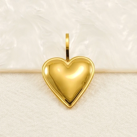 Collar Con Colgante De Corazón Acero Inoxidable Chapado En Oro De 18K Joyería De Moda Minimalista Pulida Unisex