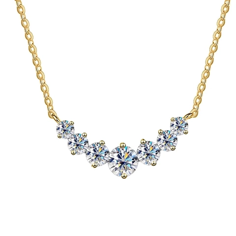 925 Sterling Silver Moissanite Necklace For Women Elegant Smile Arch Pendant Sparkly D Color Gemstone Jewelry Gift