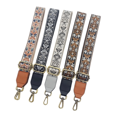 Retro Ethnic Jacquard Adjustable Bag Strap Replacement Bohemian Floral Shoulder Strap For Handbags Crossbody Bags Women