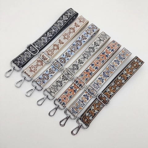 Wide Adjustable Bag Strap Polyester Embroidered Ethnic Bohemian Replacement Shoulder Belt For Crossbody Bags