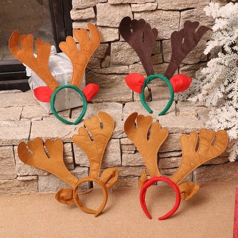 Rentier Geweih Stirnband Filz Stoff Kunststoff Rahmen Weihnachten Party Requisiten Süße Neuheit Haarschmuck