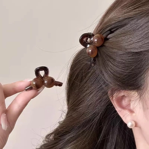 Mini Pinces À Cheveux Acrylique Résine Style Maillard Ambre Boule Géométrique Petite Épingle Pour Femmes Filles