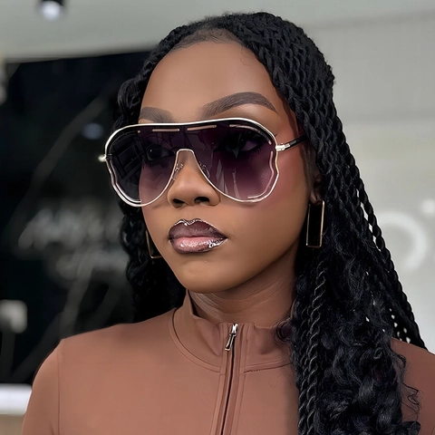 Oversized Aviator Sunglasses For Women Men Metal Frame PC Lens UV400 Protection Trendy Hollow Out Retro Style Eyewear