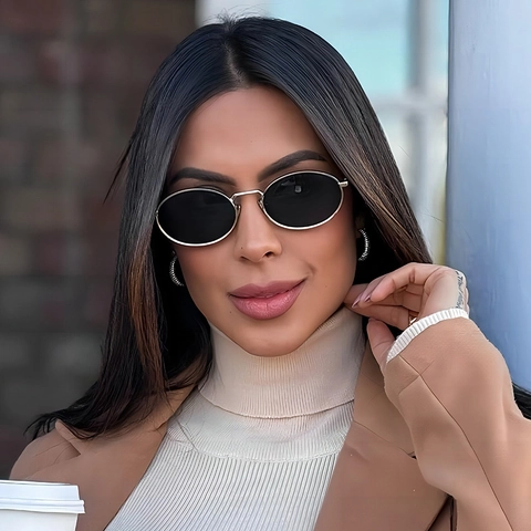 Retro Ovale Sonnenbrille Metallrahmen UV400 Schutz Vintage Hip Hop Shades Für Herren Damen Outdoor Autofahren
