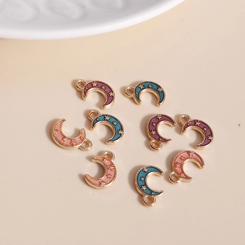 Moon Star Crescent Pendants Enamel Alloy Charms For Jewelry Making DIY Handcrafted Necklace Bracelet Accessories