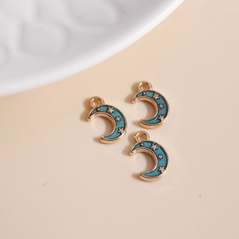 Moon Star Crescent Pendants Enamel Alloy Charms For Jewelry Making DIY Handcrafted Necklace Bracelet Accessories