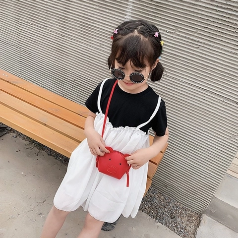 Cute Pig Shape Kids Crossbody Bag Mini PU Leather Cartoon Shoulder Purse For Toddlers Boys Girls Daily Use