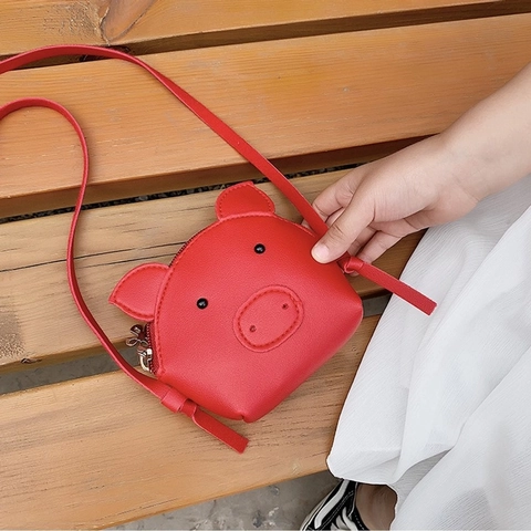 Cute Pig Shape Kids Crossbody Bag Mini PU Leather Cartoon Shoulder Purse For Toddlers Boys Girls Daily Use