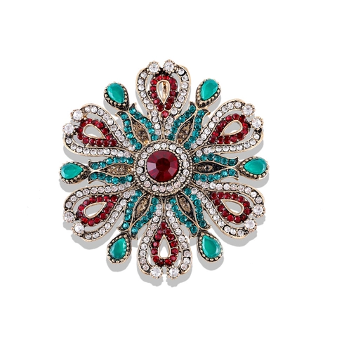 Broche De Aleación Con Diamantes Imitación Estilo Corte Vintage Patrón Geométrico Con Piedras Artificiales Joyas Elegantes