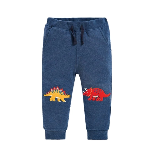 Pantaloni Sportivi In Cotone Da Ragazzo Con Ricamo Di Dinosauro Vita Elastica Coulisse Casual Per Bambini
