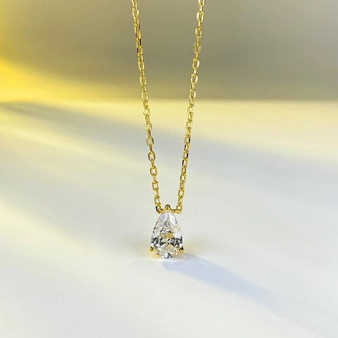 Collar con Colgante de Gota de Agua en Forma de Pera de Plata de Ley S925 para Mujer Elegante Gargantilla de Strass Incrustado Joyería de Regalo