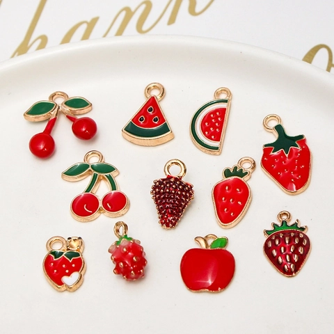 Ciondoli Frutta Verdura Lega Smalto Goccia Olio Pendenti Per DIY Creazione Gioielli Collana Bracciale Orecchini Accessori