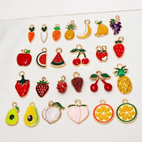 Ciondoli Frutta Verdura Lega Smalto Goccia Olio Pendenti Per DIY Creazione Gioielli Collana Bracciale Orecchini Accessori