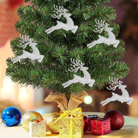 Ornamenti Appesi Per Albero Di Natale Renna Glitterata Plastica Alce Cervo Decorazioni Per Feste