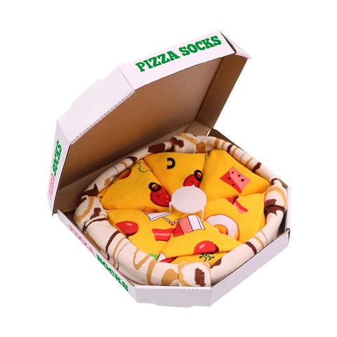Novelty Pizza Socks Combed Cotton Breathable Colorful Patterned Crew Socks Gift Boxed For Men Women Casual Fun