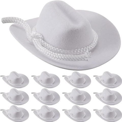 Miniature Western Cowboy Hat Felt Flocking With Adjustable Rope Paisley Bandana For Pets Dogs Cats Dolls Party Decoration
