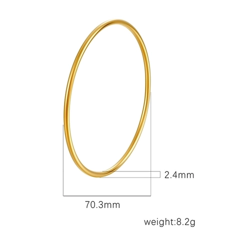 Brazalete Minimalista de Acero Inoxidable para Mujer Chapado en Oro de 18K Brazalete Redondo Pulido Joyería de Moda Regalo