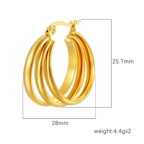 Orecchini a Cerchio Triplo Strato in Acciaio Inossidabile Vintage Francese Per Donna Oro Argento Galvanizzato Geometrico a Forma di U Gioielli Moda