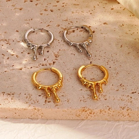 Onregelmatige Lava Vloeibare Druppel Oorbellen Roestvrij Staal Geometrische Waterdruppel Mode Sieraden Dames