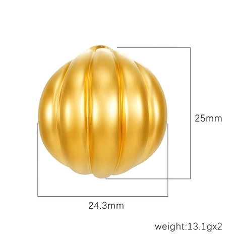 Pendientes De Botón Con Bola Acanalada Acero Inoxidable Chapado En Oro 18K Rayas Verticales Redondos Estilo Calabaza Para Mujer