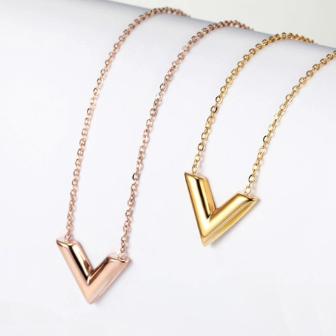 Collana Con Pendente A Forma Di V Moda Titanio Acciaio Inossidabile Catena Da Clavicole Minimalista Gioielli Regalo Donna