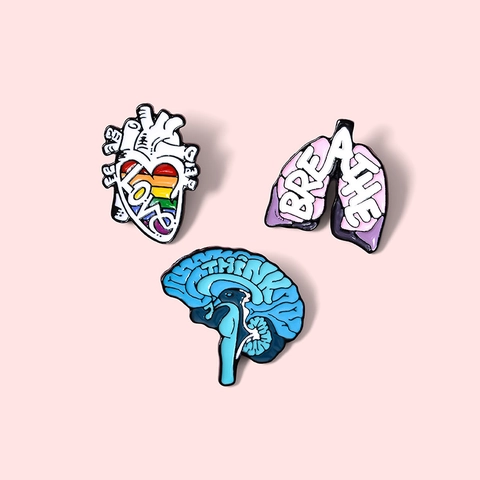 Creatieve Medische Orgaan Emaille Pin Legering Hart Hersenen Long Regenboog Kleurrijk Accessoire Unisex Mode Sieraden Badge