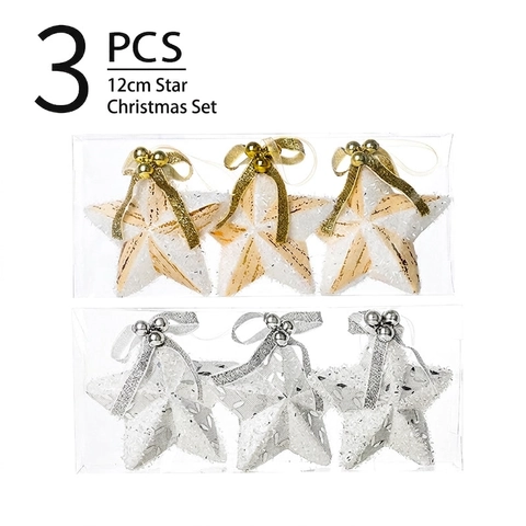 Ornamenti Appesi Stella Di Natale Stella In Schiuma Glitterata Con Fiocchi E Campanelli Per Decorazione Albero