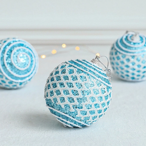 Addobbi Palle Di Natale Glitter Schiuma Trama Rete Pendenti Appesi Per Albero Festa Vacanze Casa Ciondoli Decorativi