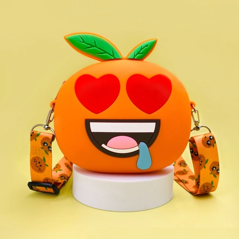 Borsa A Tracolla In Silicone A Forma Di Arancia Per Bambini Portamonete Con Emoji Cartone Animato Piccola Borsa A Spalla