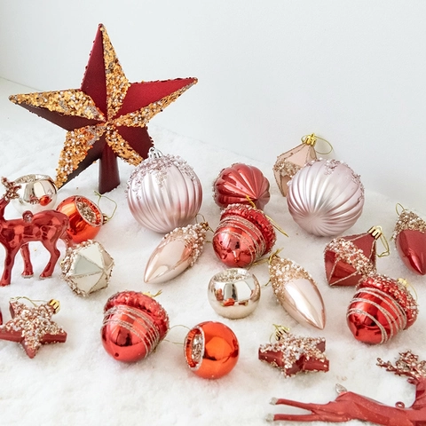 Addobbi Per Albero Di Natale Plastica Glitter Opaco Decorazioni Appese Renna Stella Pigna Arredamento Festivo Casa