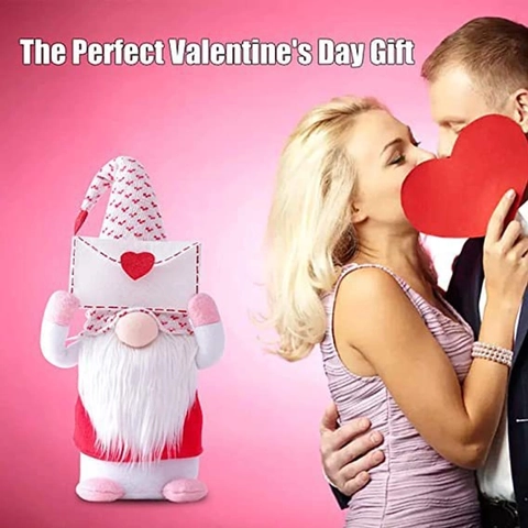 Gnome en Peluche de la Saint-Valentin Décoration en Tricot Acrylique Coton PP Cœur Enveloppe Poupée Tomte Pour Maison Fête Cadeau
