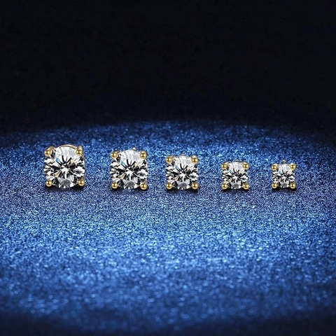 925 Sterling Silver Moissanite Stud Earrings Round Brilliant Cut Zirconia Earrings Jewelry Four Claw Inlaid Ear Piercing For Women