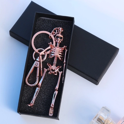 Metal Skeleton Keychain With Movable Joints Punk Gothic Style Car Key Ring Bag Pendant Ornament