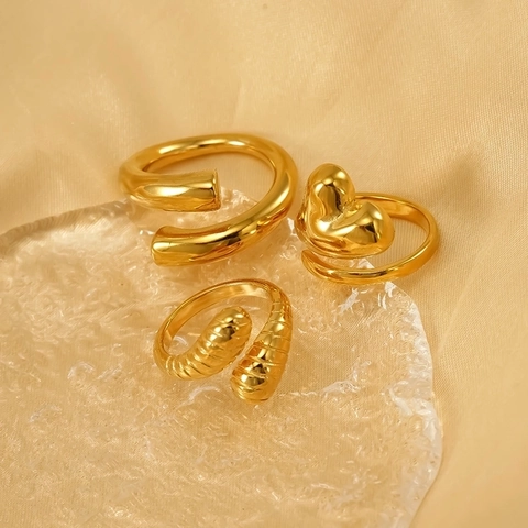 Anello Piuma In Acciaio Inossidabile Placcato Oro 18K Cavo Aperto Regolabile Gioielli Stile Retro Western Per Uomo E Donna