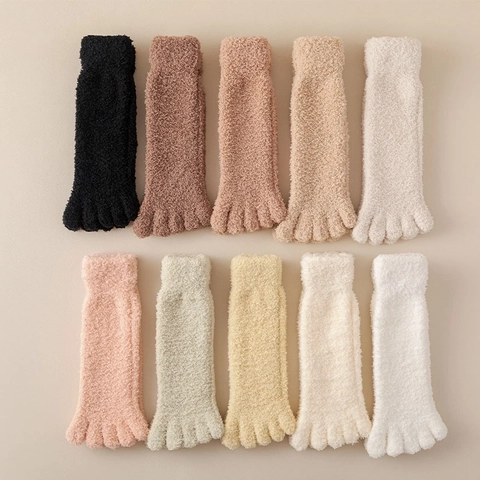 Dames Vijf Teen Sokken Koraal Fleece Dik Warm Winter Binnen Pluizig Zacht Thuis Slaapsokken