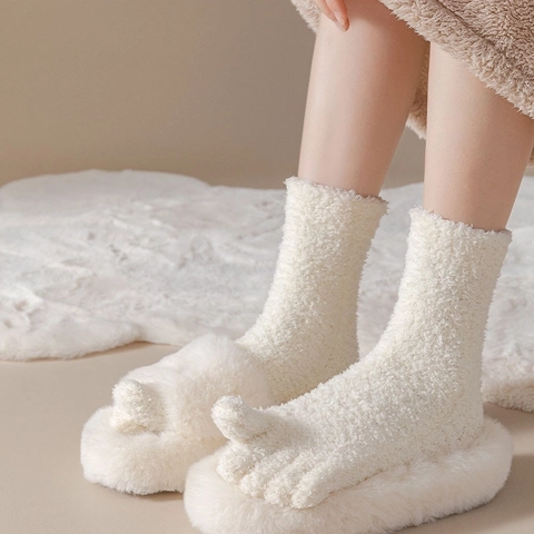 Dames Vijf Teen Sokken Koraal Fleece Dik Warm Winter Binnen Pluizig Zacht Thuis Slaapsokken