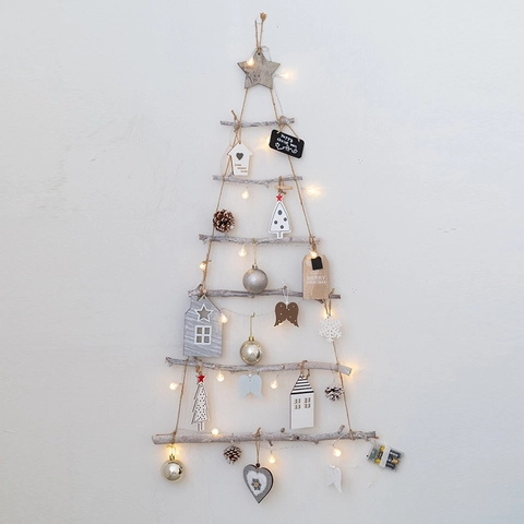 Decorazione Albero Di Natale In Legno Da Parete Con Luci LED Stile Nordico Ramo DIY Ornamento Appeso
