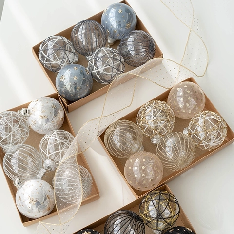 Palle Di Natale Plastica Dipinte Rete Glitter Decorazioni Albero Festive Elegante Decorazione Per Feste